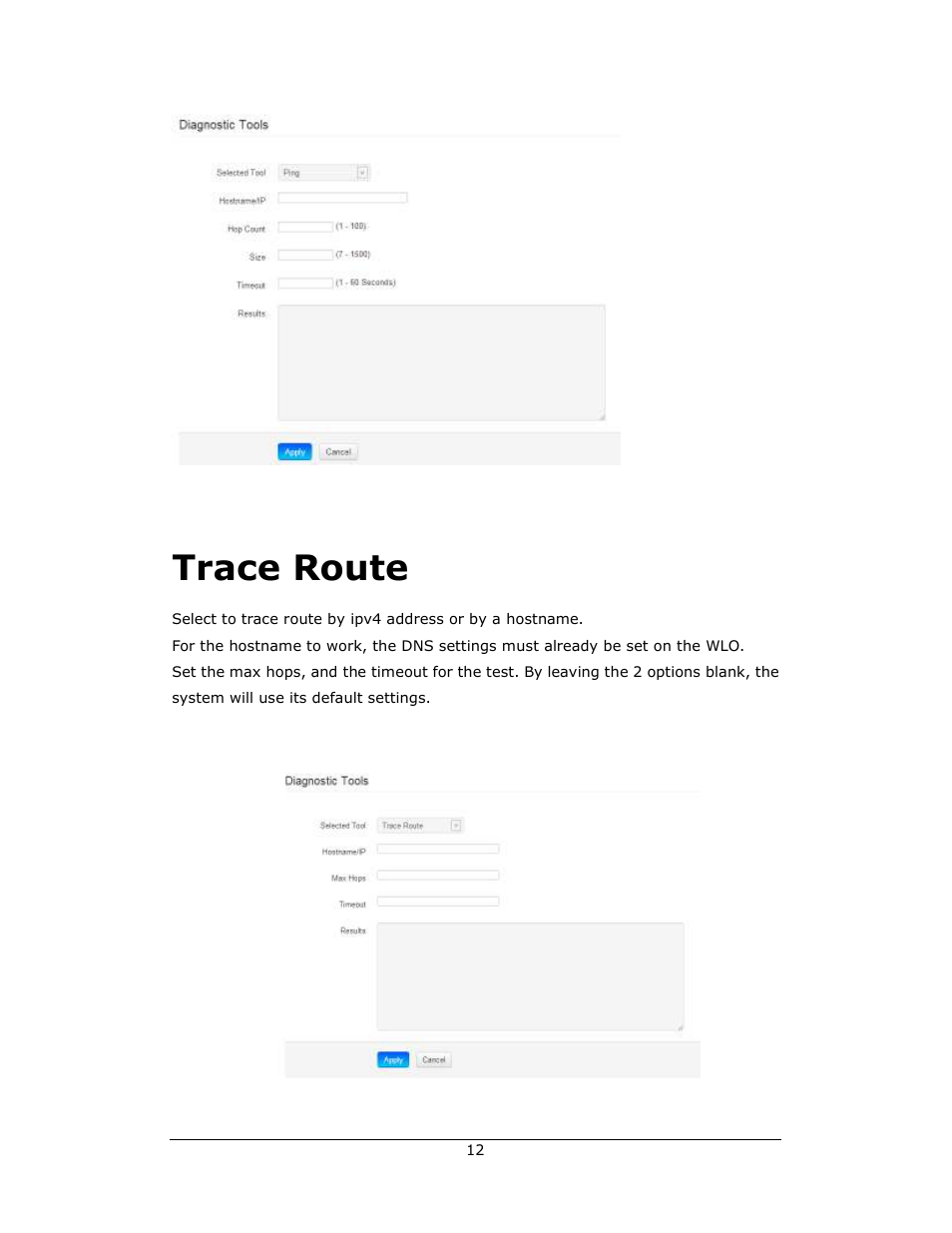Trace route | Amer Networks WLO220T User Manual | Page 12 / 37