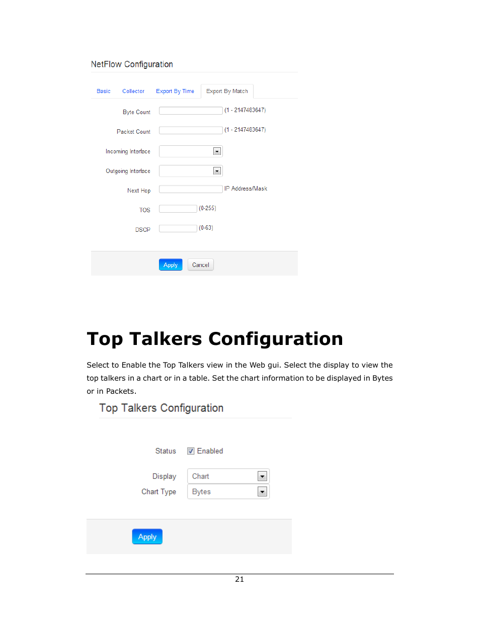 Top talkers configuration | Amer Networks WLO220T User Manual | Page 21 / 37