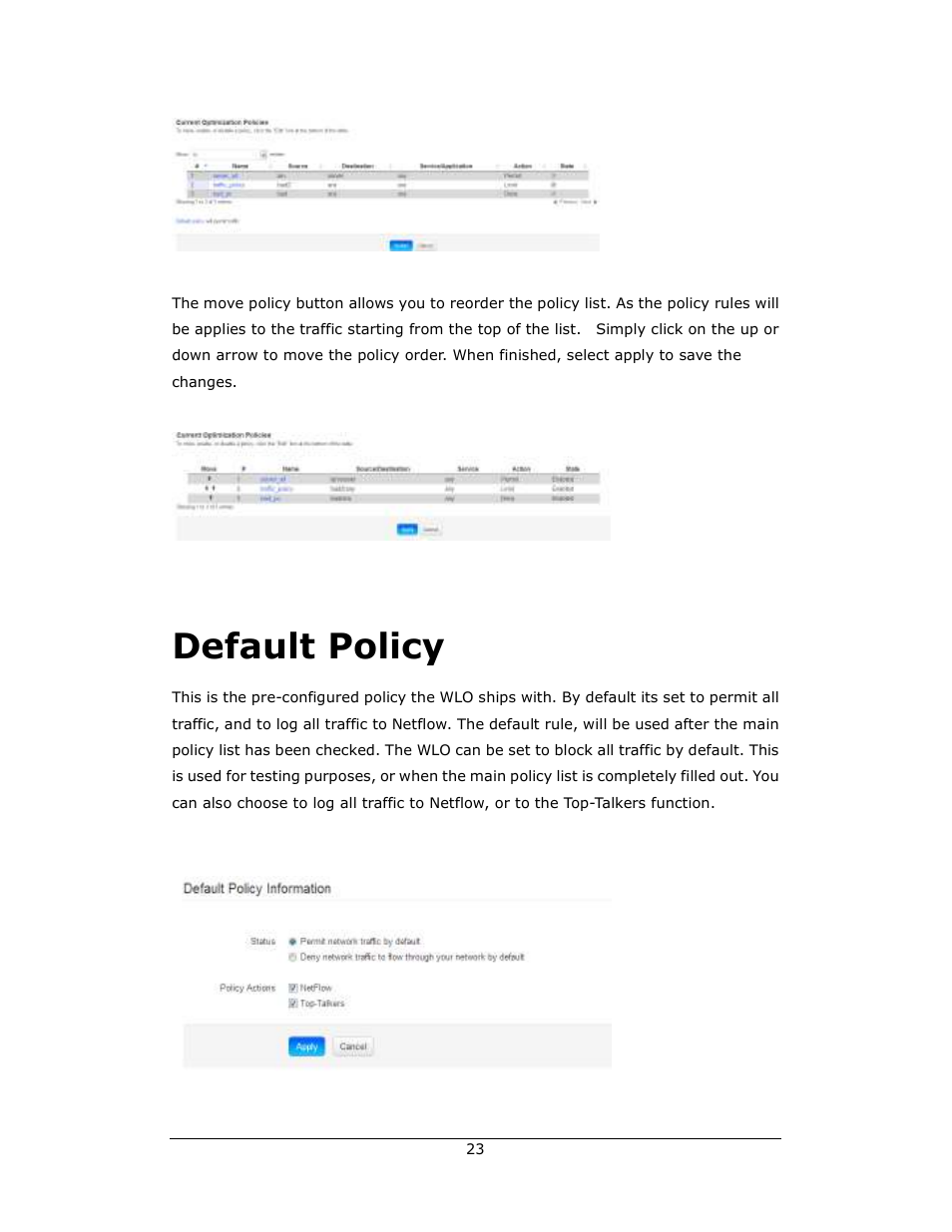 Default policy | Amer Networks WLO220T User Manual | Page 23 / 37