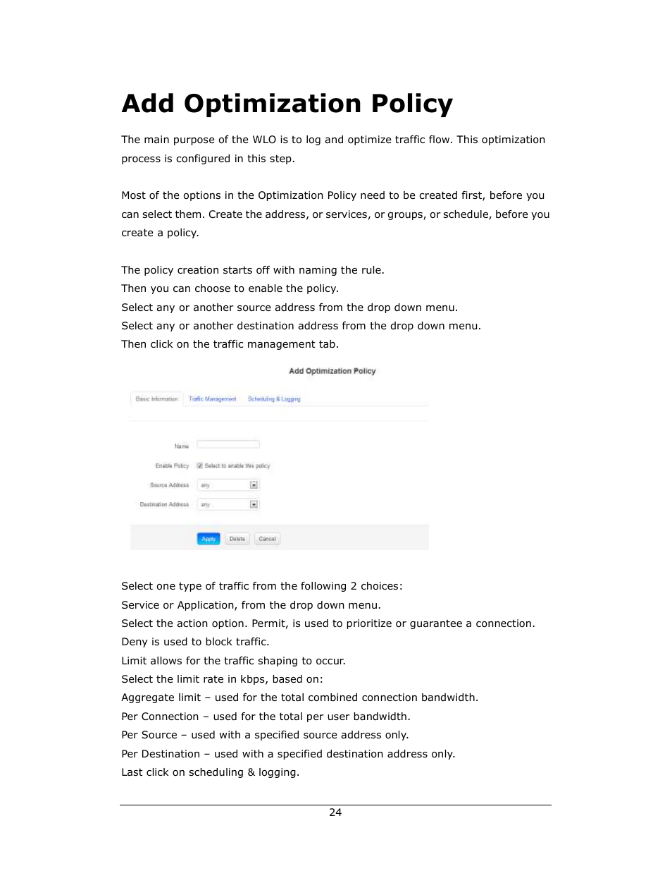 Add optimization policy | Amer Networks WLO220T User Manual | Page 24 / 37