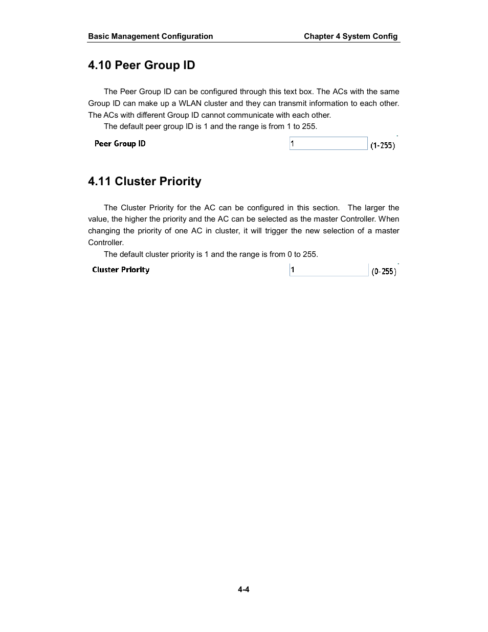 10 peer group id, 11 cluster priority | Amer Networks WS6028 Web GUI User Manual | Page 23 / 105