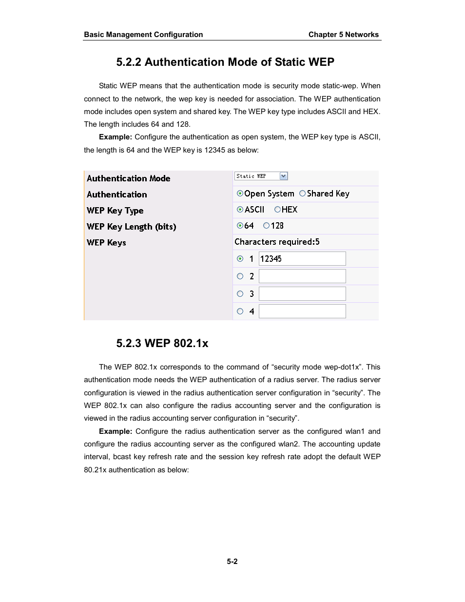 2 authentication mode of static wep | Amer Networks WS6028 Web GUI User Manual | Page 25 / 105