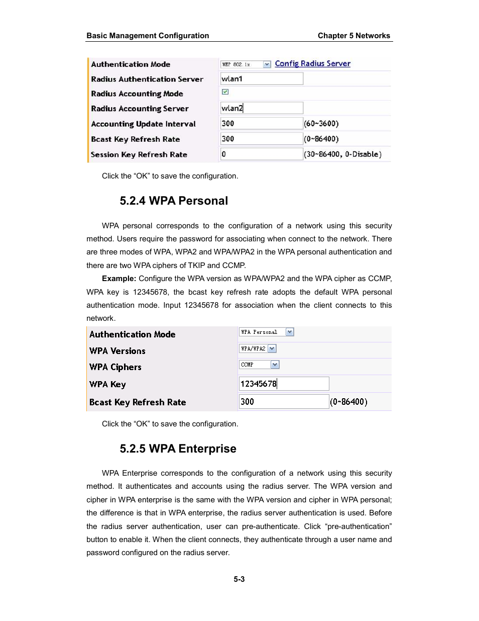 4 wpa personal, 5 wpa enterprise | Amer Networks WS6028 Web GUI User Manual | Page 26 / 105