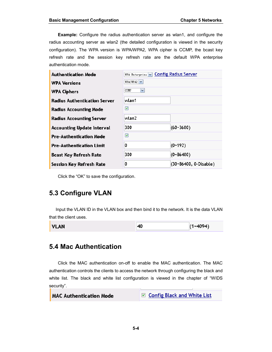 3 configure vlan, 4 mac authentication | Amer Networks WS6028 Web GUI User Manual | Page 27 / 105