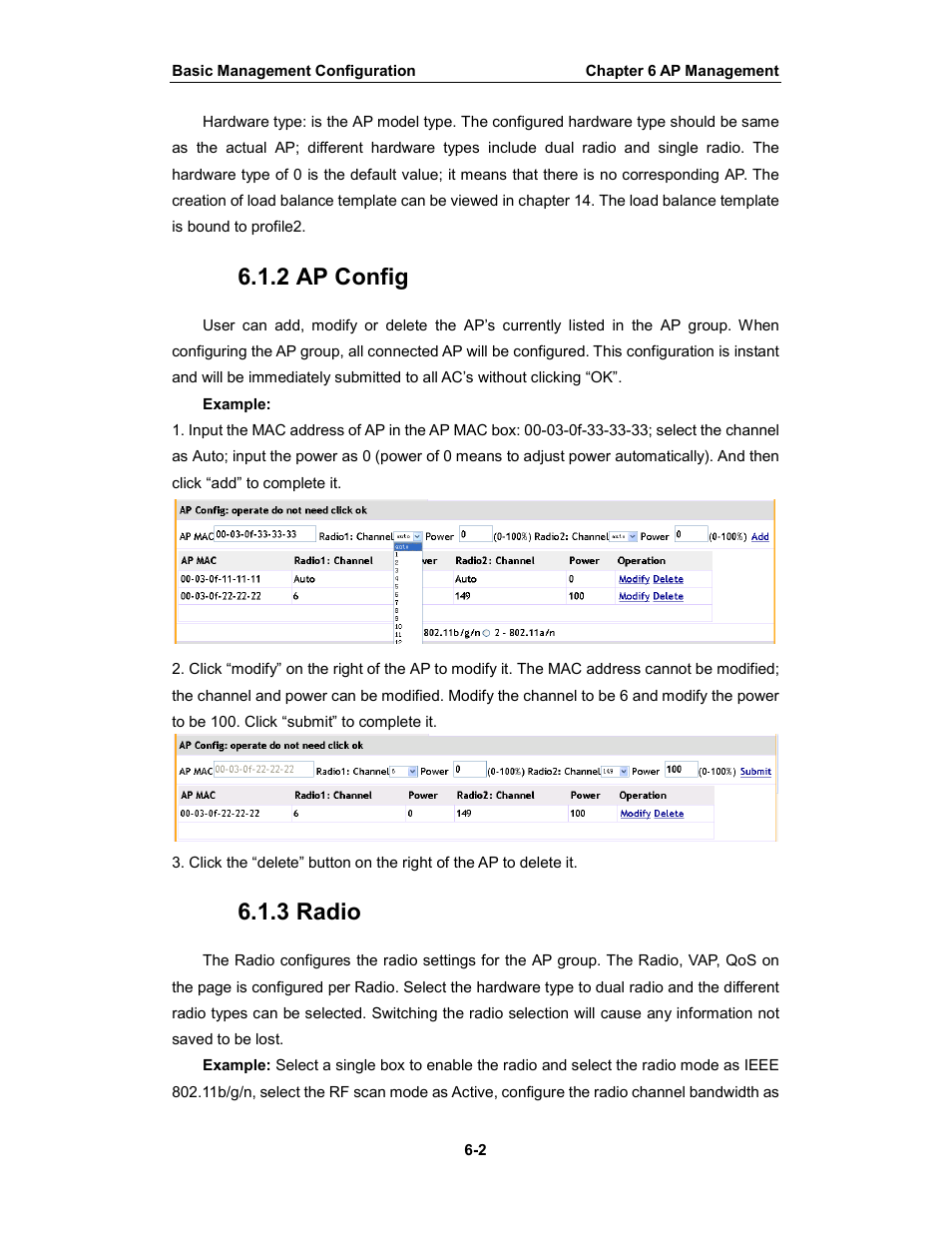 2 ap config, 3 radio | Amer Networks WS6028 Web GUI User Manual | Page 31 / 105