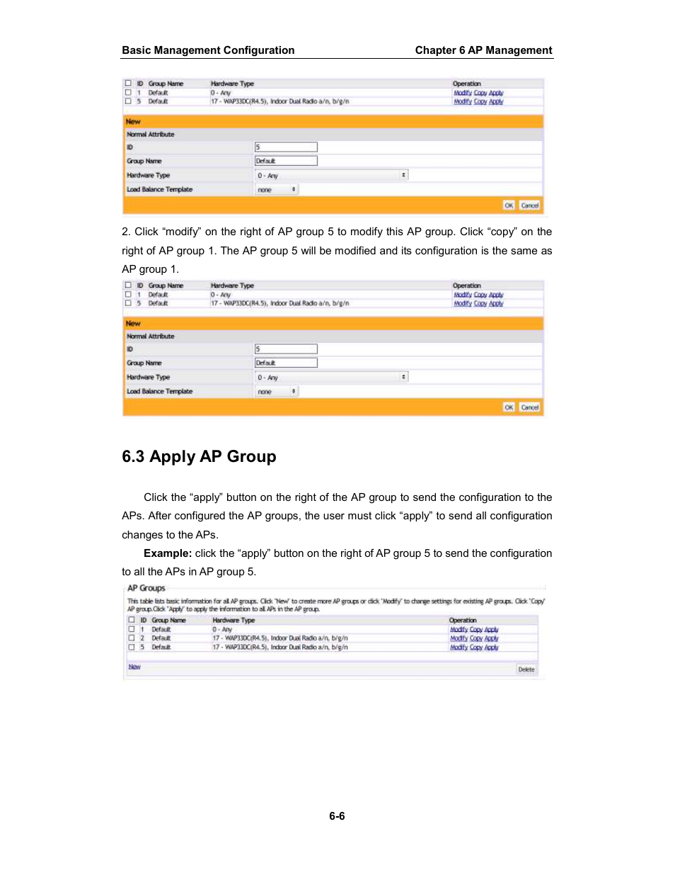 3 apply ap group | Amer Networks WS6028 Web GUI User Manual | Page 35 / 105