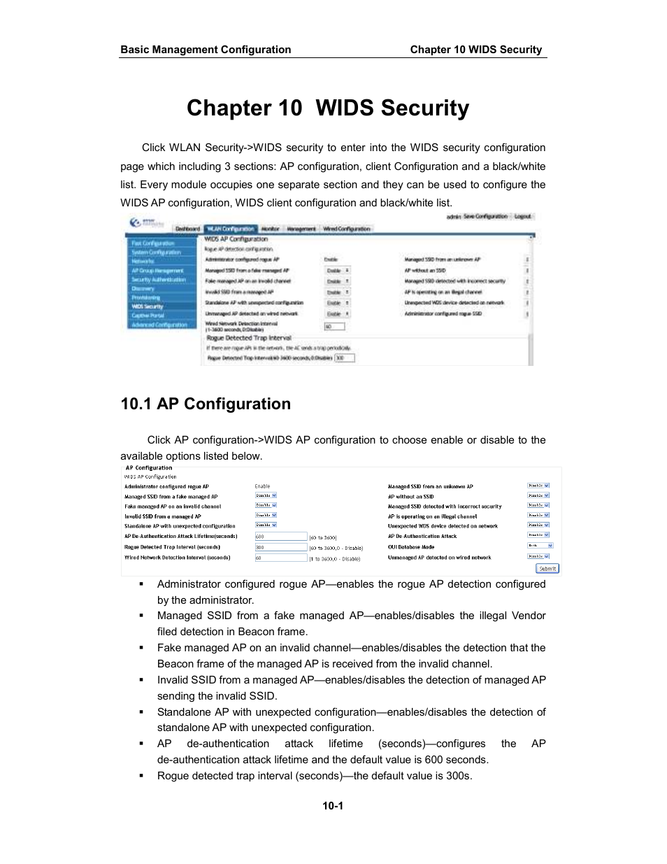 Chapter 10 wids security, 1 ap configuration | Amer Networks WS6028 Web GUI User Manual | Page 45 / 105