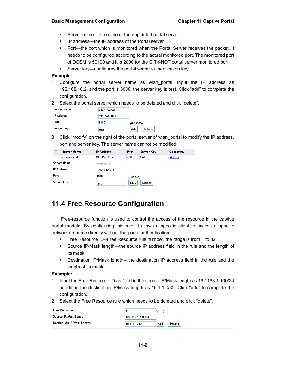 4 free resource configuration | Amer Networks WS6028 Web GUI User Manual | Page 50 / 105