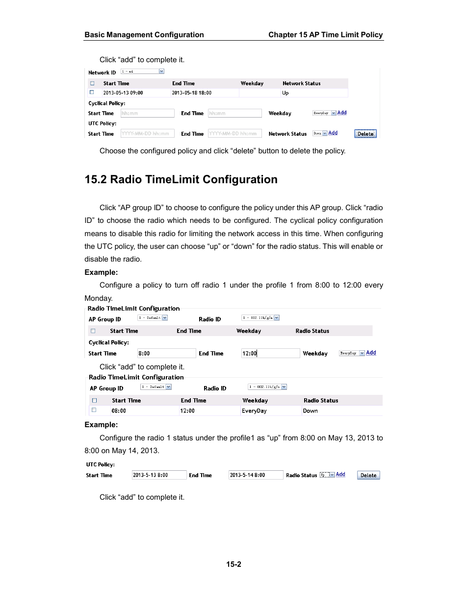 2 radio timelimit configuration | Amer Networks WS6028 Web GUI User Manual | Page 63 / 105