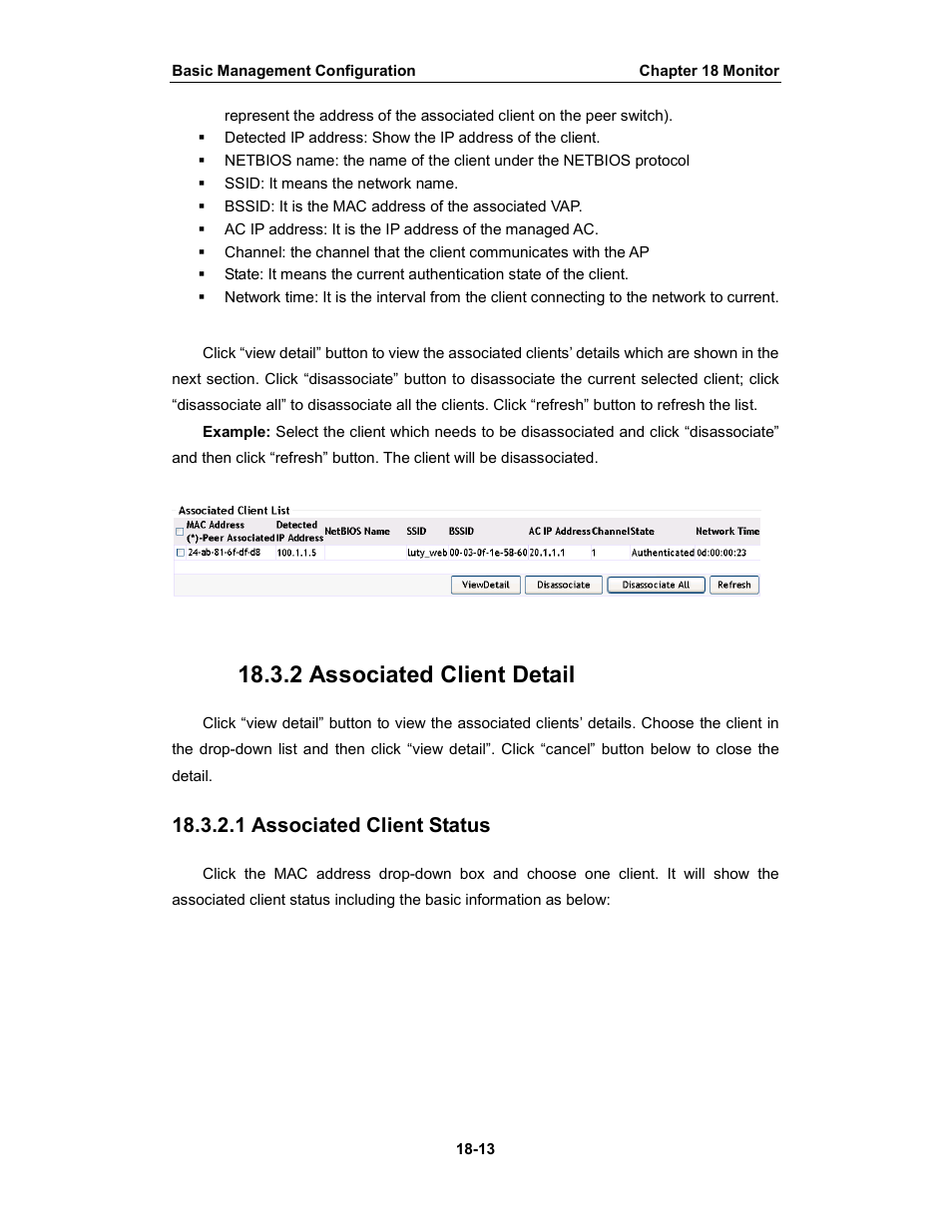 2 associated client detail, 1 associated client status | Amer Networks WS6028 Web GUI User Manual | Page 80 / 105