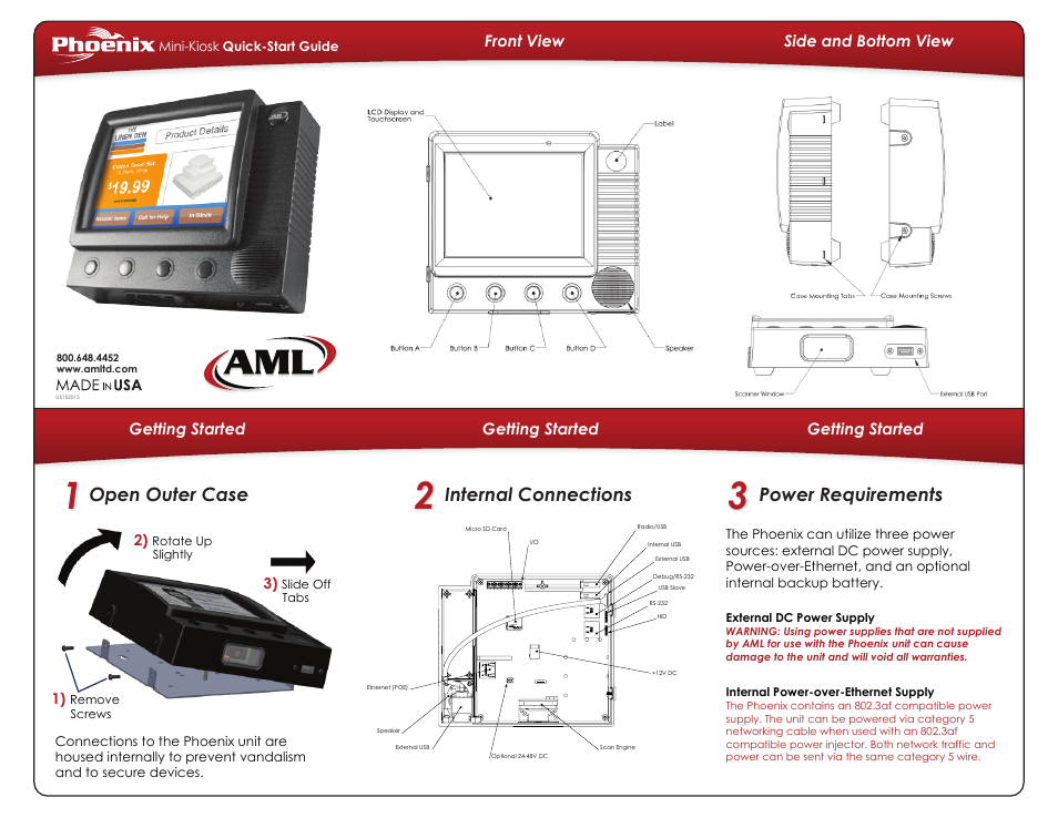 AML Phoenix Mini-Kiosk User Manual | 2 pages