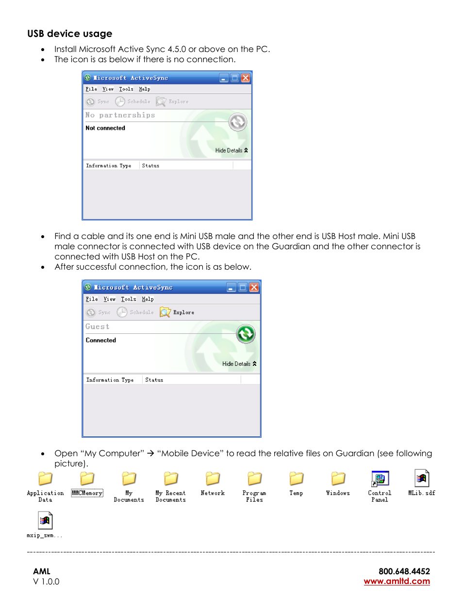 Usb device usage | AML Guardian Vehicle-Mounted Computer User Manual | Page 7 / 15