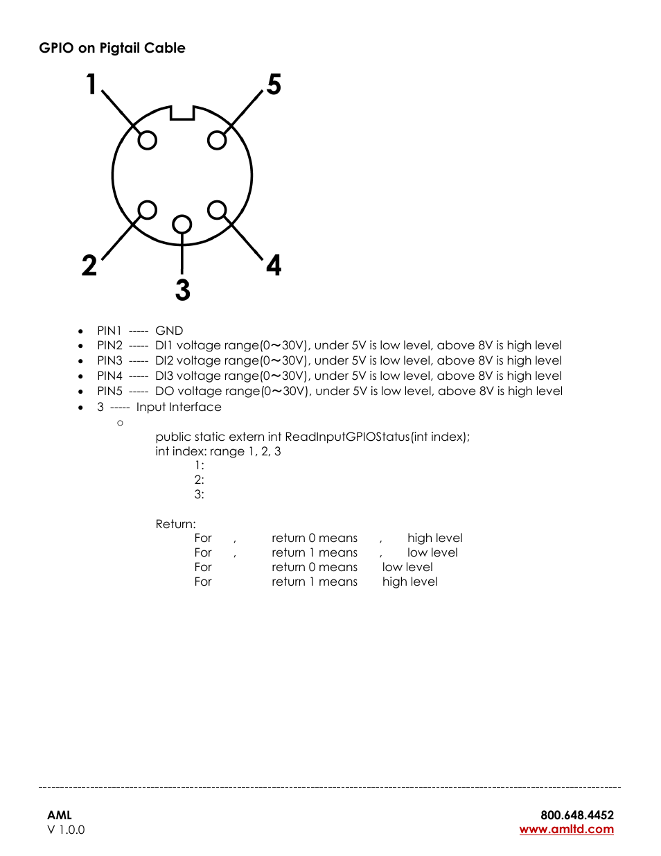 Gpio on pigtail cable | AML Guardian Vehicle-Mounted Computer User Manual | Page 9 / 15