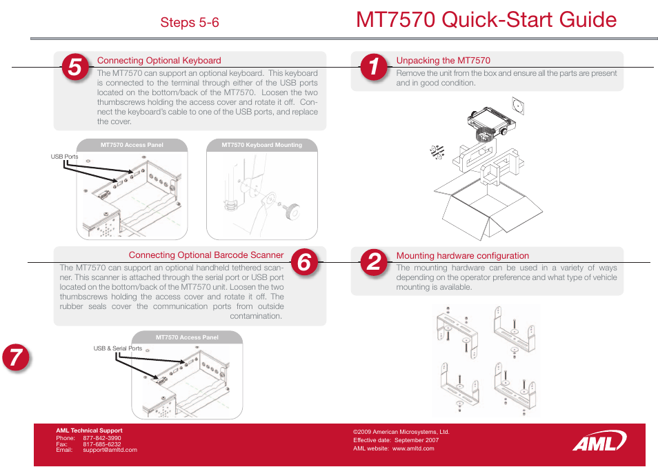 AML MT7570 Vehicle Mount Computer User Manual | 2 pages