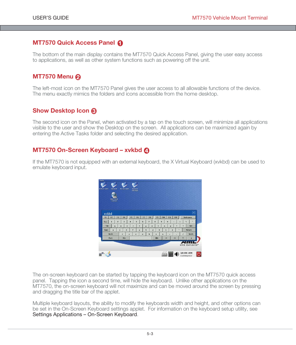AML MT7570 Vehicle Mount Computer User Manual | Page 22 / 69