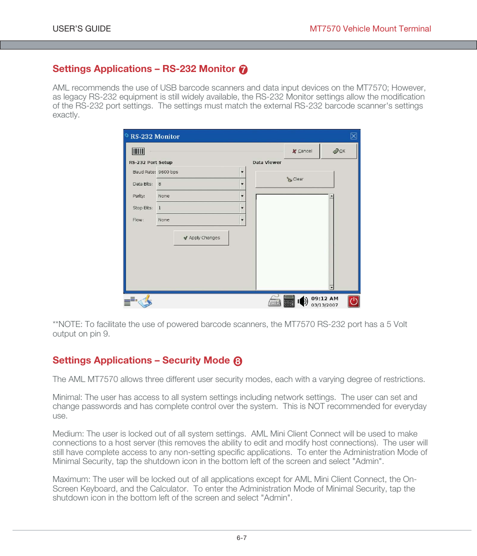 AML MT7570 Vehicle Mount Computer User Manual | Page 39 / 69