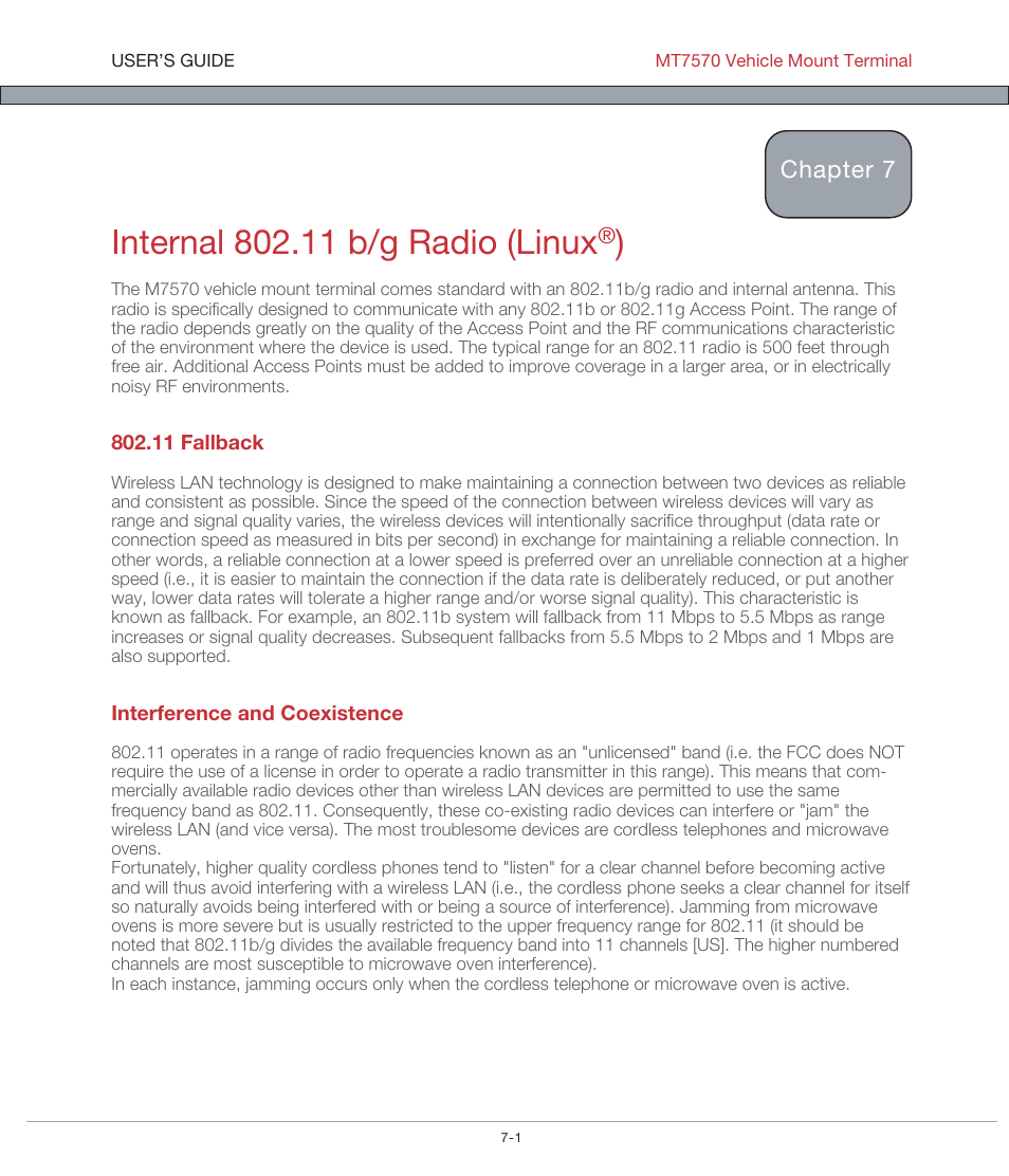 Chapter 7 | AML MT7570 Vehicle Mount Computer User Manual | Page 42 / 69