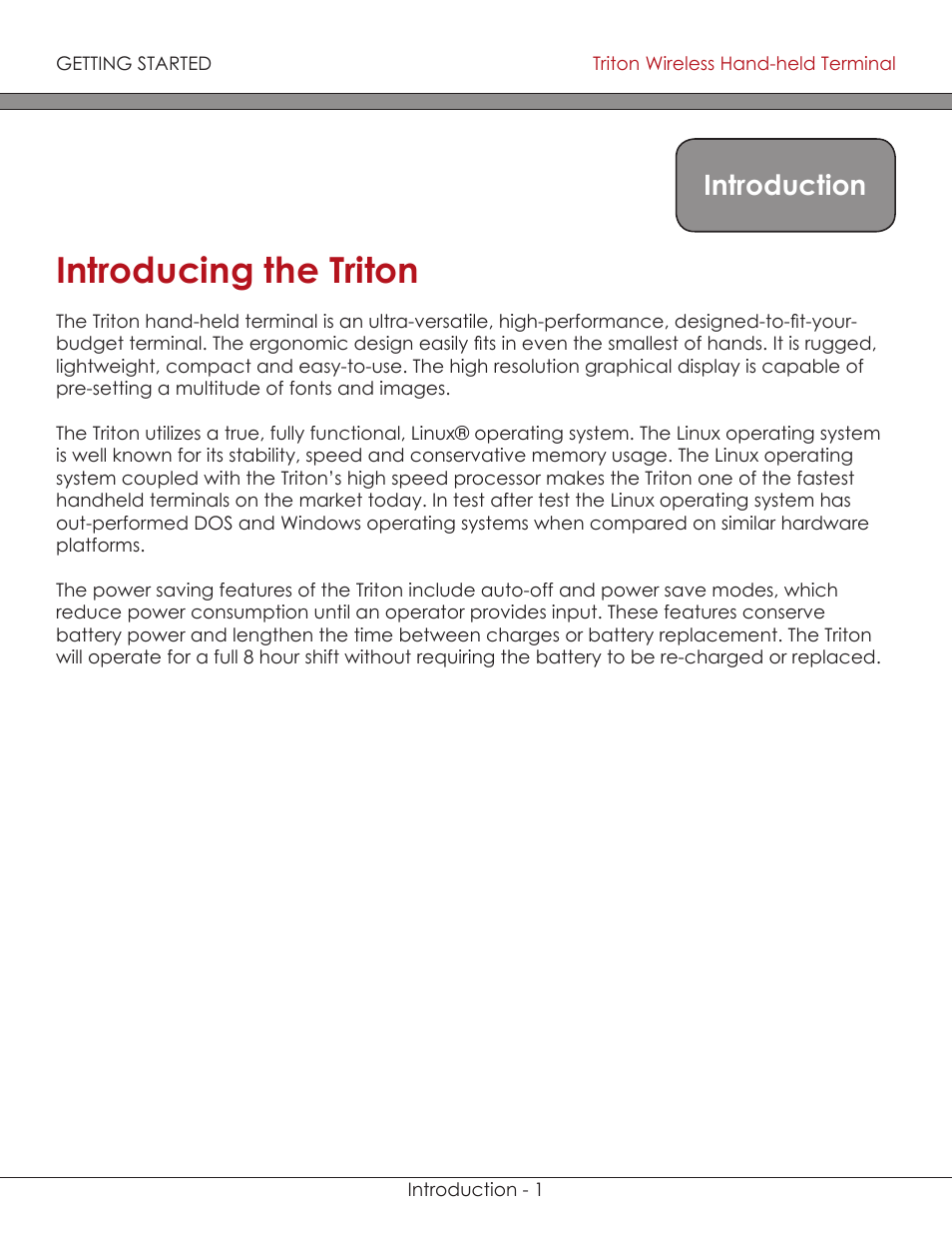 Introducing the triton, Introduction | AML Triton Wireless Handheld Terminal User Manual | Page 2 / 84