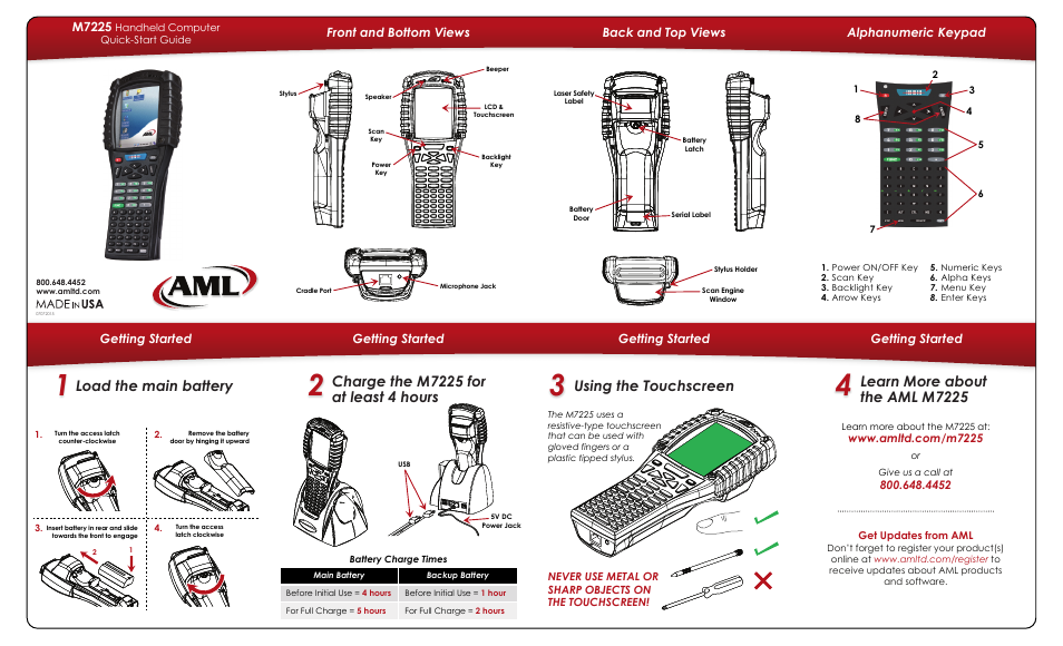 AML M7225 Handheld Computer User Manual | 2 pages