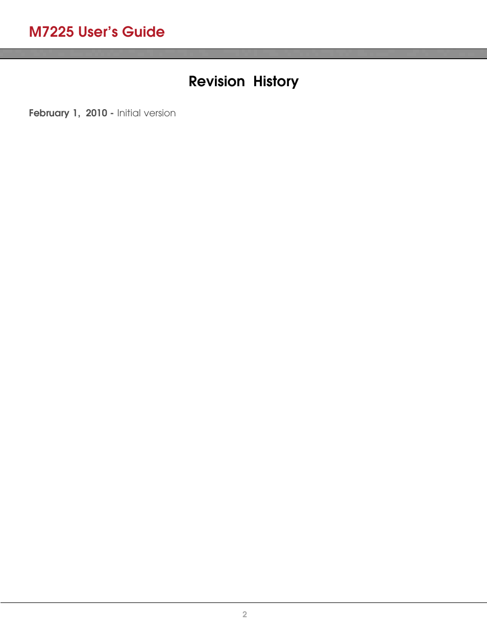 M7225 user’s guide, Revision history | AML M7225 Handheld Computer User Manual | Page 2 / 41