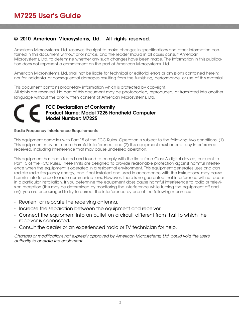 M7225 user’s guide | AML M7225 Handheld Computer User Manual | Page 3 / 41