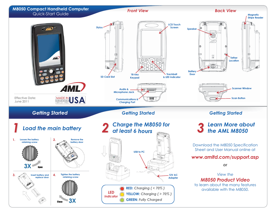 AML M8050 Compact Handheld Computer User Manual | 2 pages