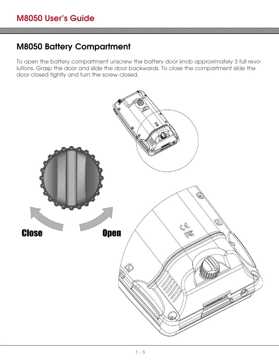 M8050 user’s guide, M8050 battery compartment | AML M8050 Compact Handheld Computer User Manual | Page 12 / 55