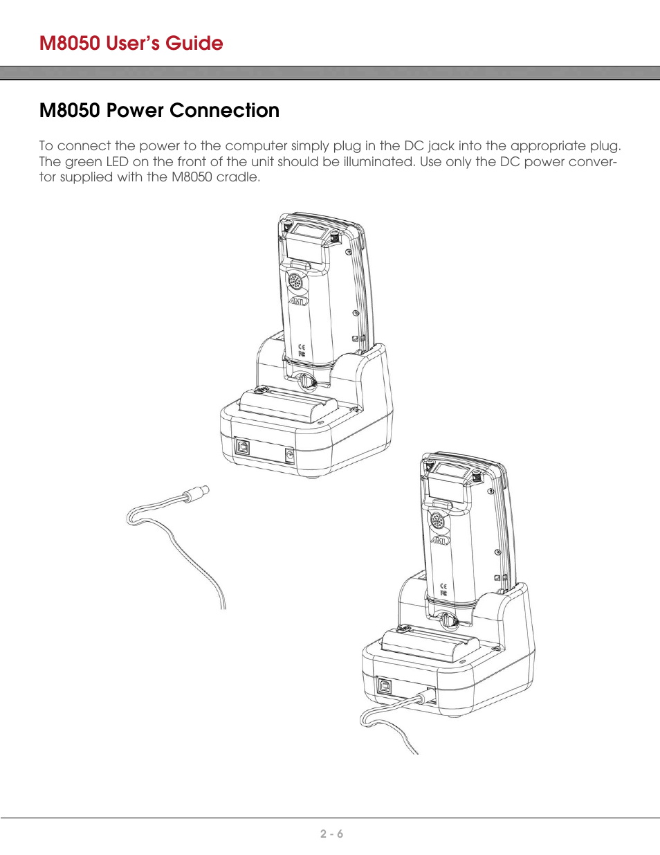 M8050 user’s guide, M8050 power connection | AML M8050 Compact Handheld Computer User Manual | Page 23 / 55