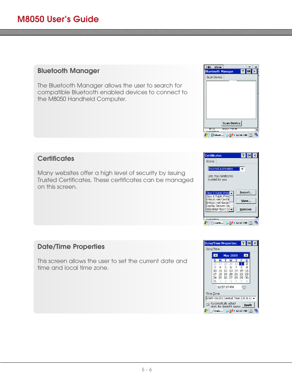 M8050 user’s guide | AML M8050 Compact Handheld Computer User Manual | Page 38 / 55