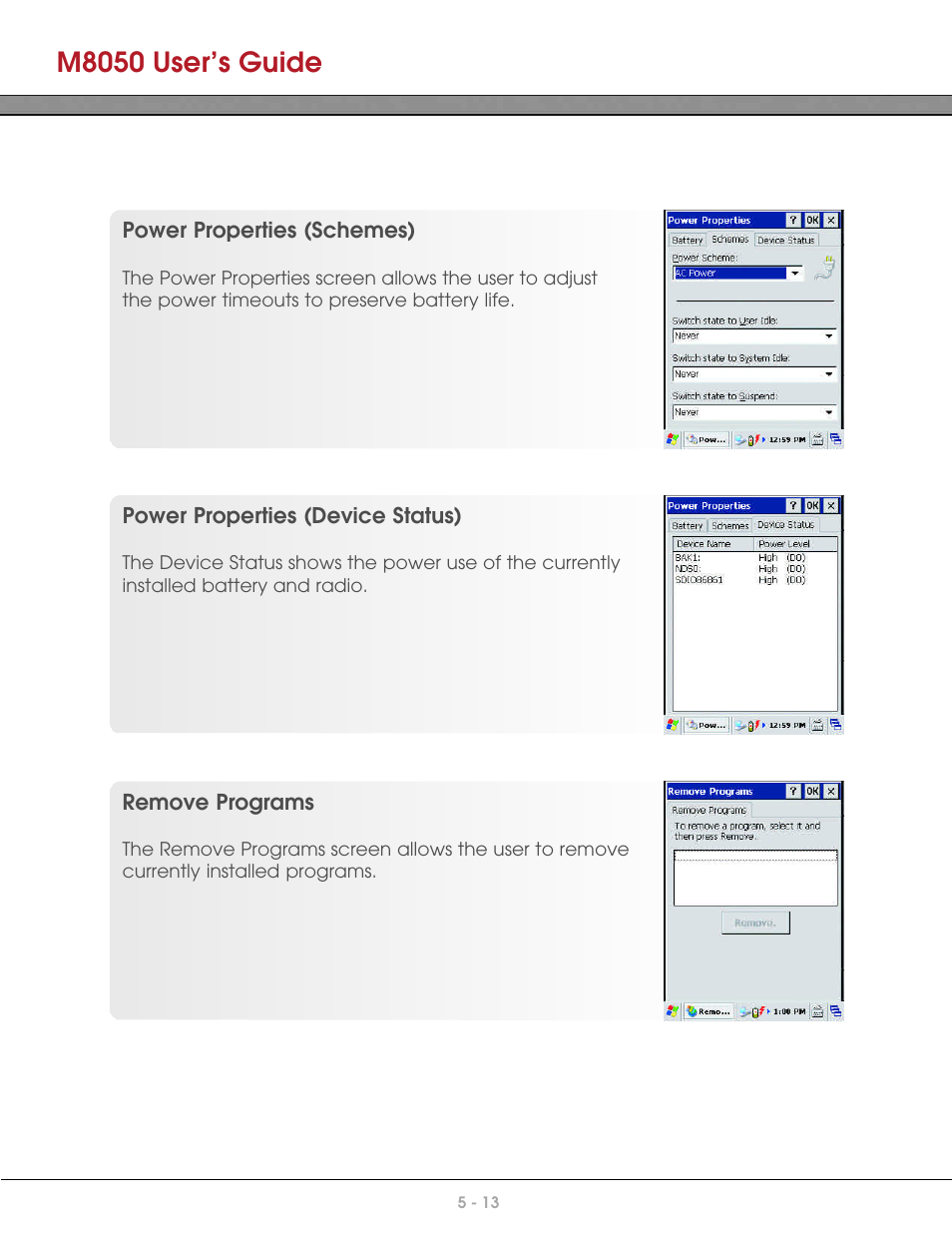 M8050 user’s guide | AML M8050 Compact Handheld Computer User Manual | Page 45 / 55