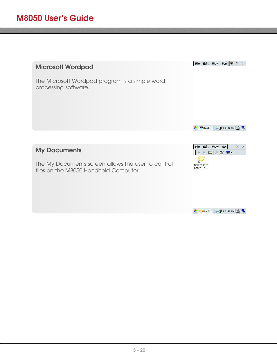 M8050 user’s guide | AML M8050 Compact Handheld Computer User Manual | Page 52 / 55