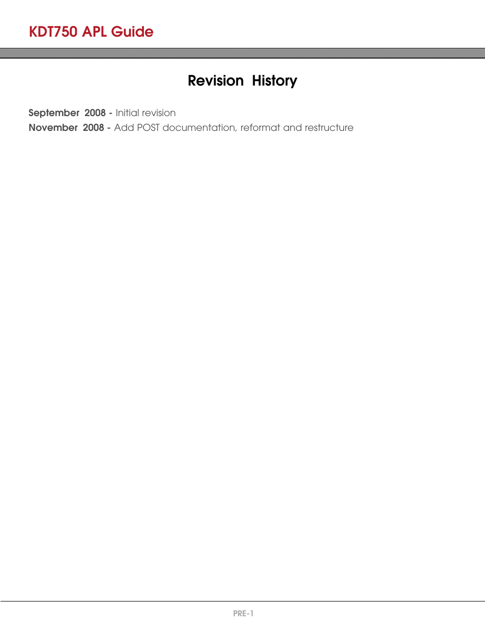 Kdt750 apl guide, Revision history | AML KDT750 Price Verification System User Manual | Page 2 / 41