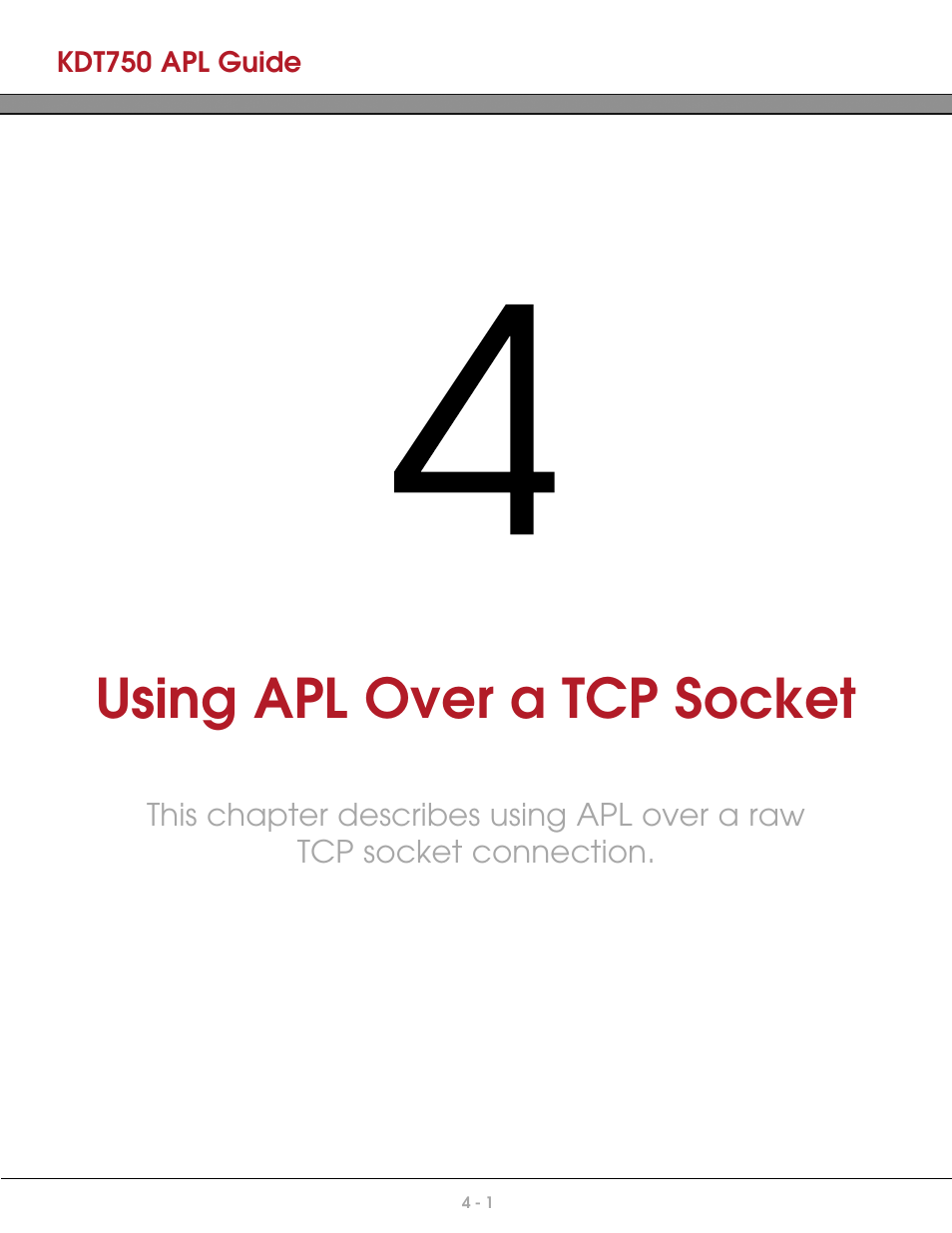 Chapter 4: using apl over a tcp socket, Using apl over a tcp socket | AML KDT750 Price Verification System User Manual | Page 23 / 41