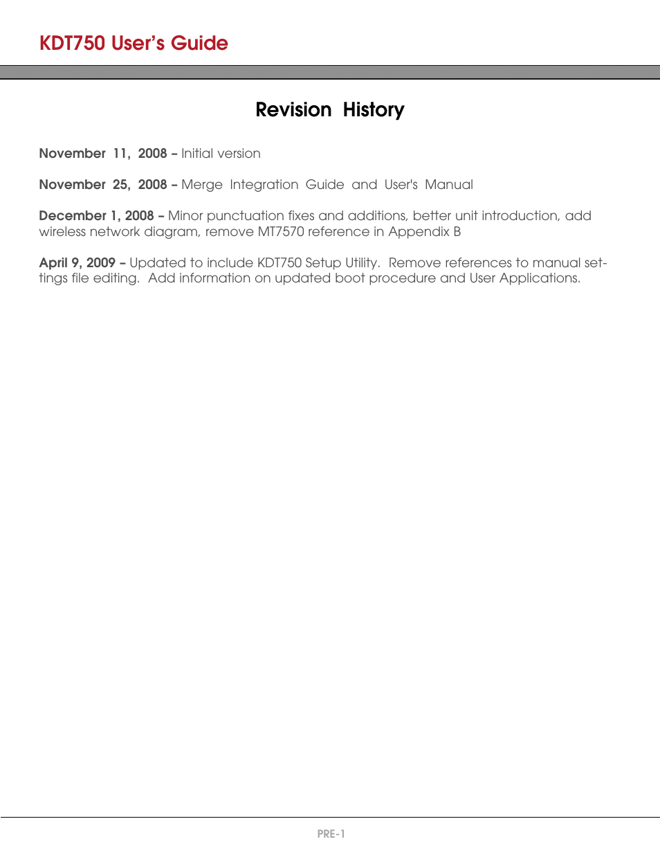 Kdt750 user’s guide, Revision history | AML KDT750 Price Verification System User Manual | Page 2 / 71