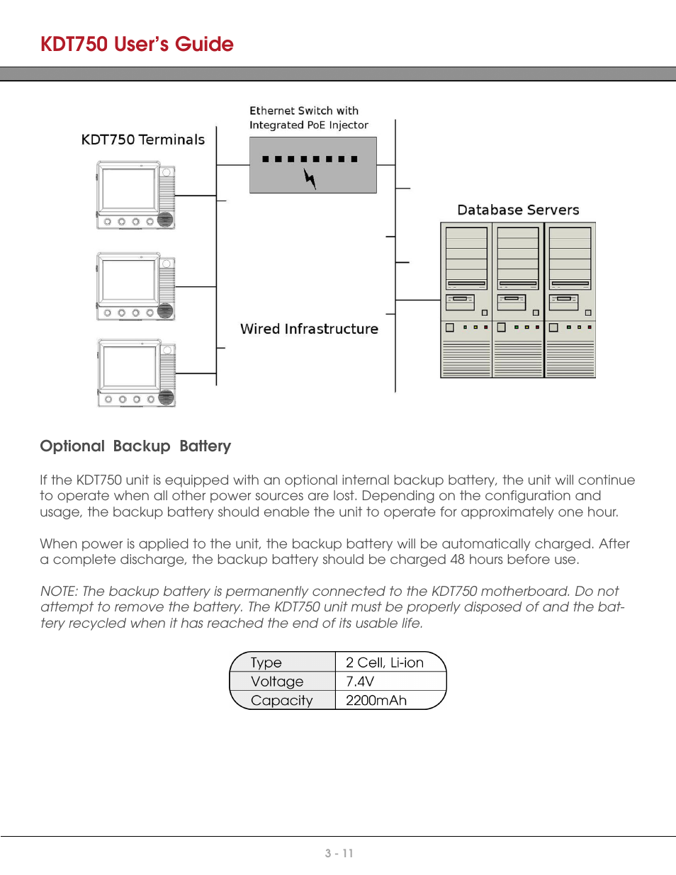 Optional backup battery, Kdt750 user’s guide | AML KDT750 Price Verification System User Manual | Page 25 / 71