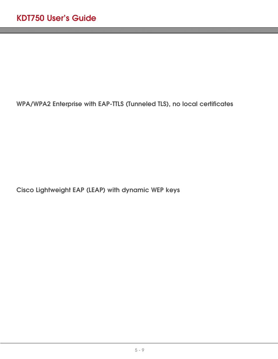 Cisco lightweight eap (leap) with dynamic wep keys, Kdt750 user’s guide | AML KDT750 Price Verification System User Manual | Page 45 / 71