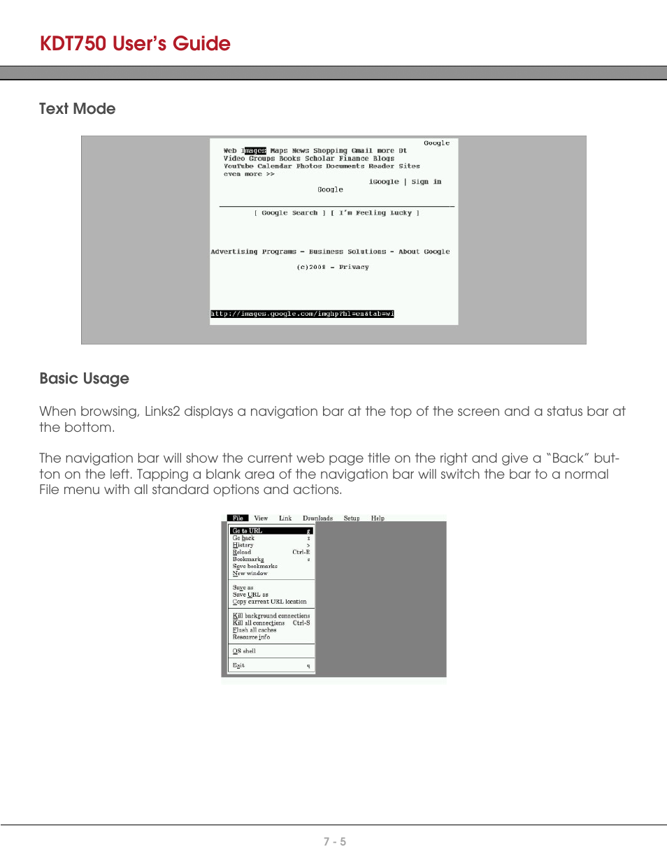 Text mode, Basic usage, Kdt750 user’s guide | AML KDT750 Price Verification System User Manual | Page 57 / 71