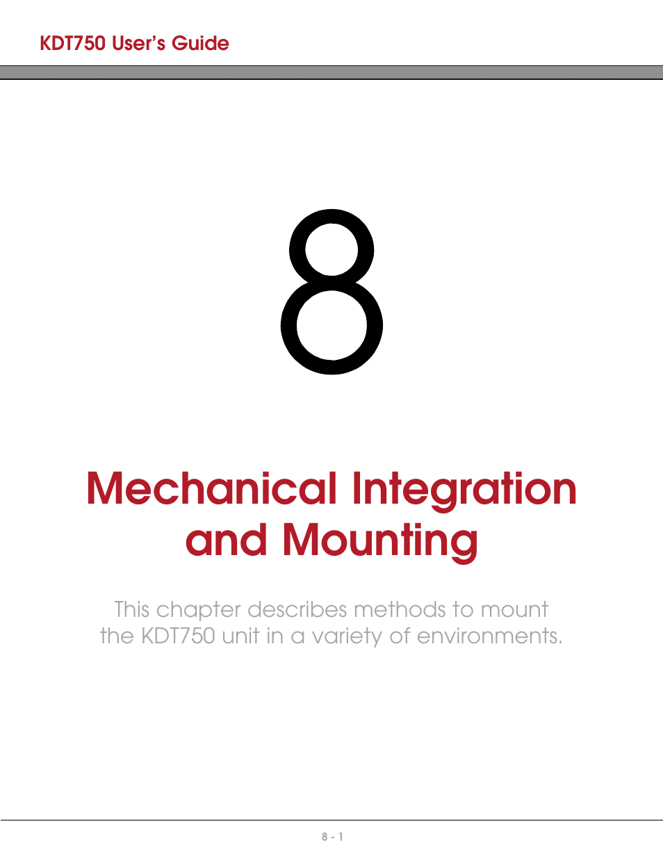 Chapter 8: mechanical integration & mounting, Mechanical integration and mounting | AML KDT750 Price Verification System User Manual | Page 59 / 71