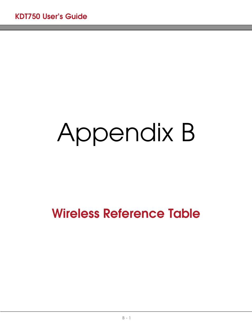 Appendix b: wireless reference table, Appendix b | AML KDT750 Price Verification System User Manual | Page 68 / 71