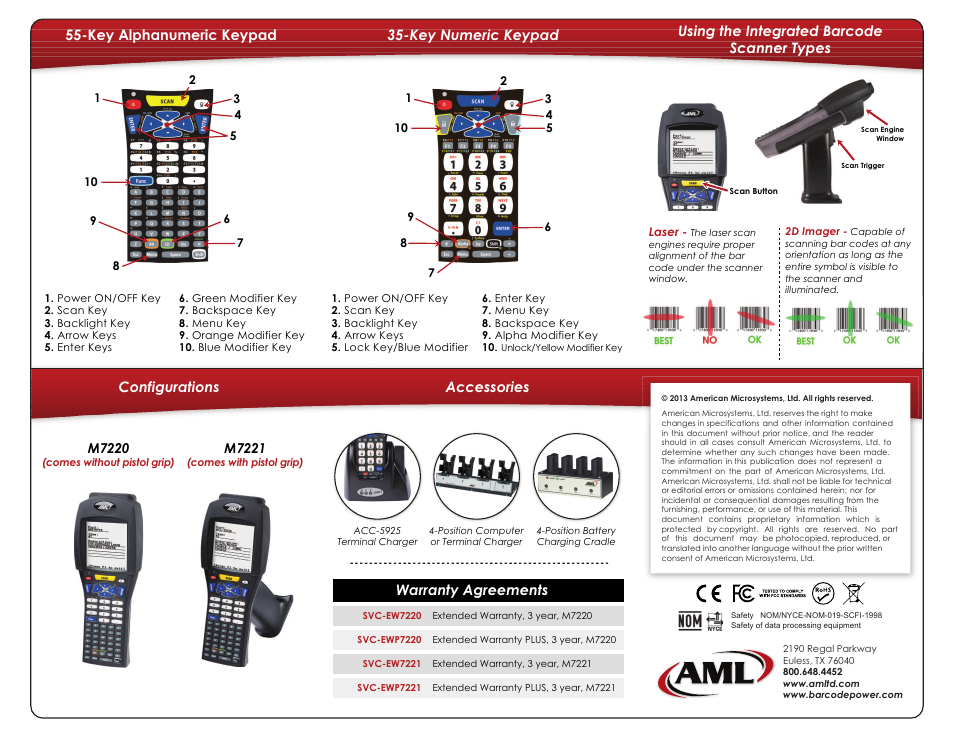 Warranty agreements | AML M7220 Wireless Terminal User Manual | Page 2 / 2