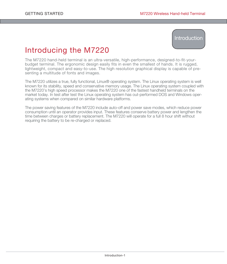 Introducing the m7220, Introduction | AML M7220 Wireless Terminal User Manual | Page 2 / 101