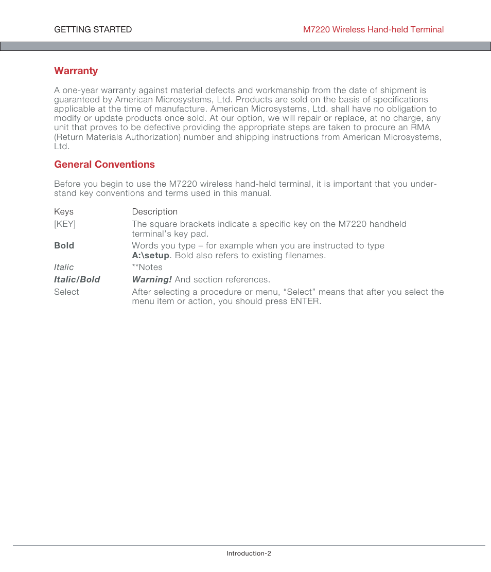 AML M7220 Wireless Terminal User Manual | Page 3 / 101