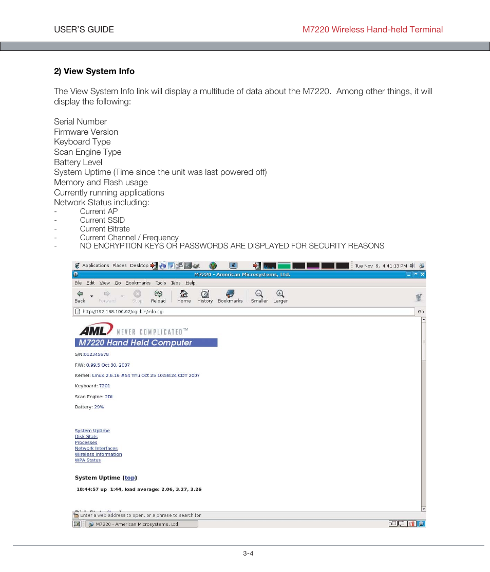 AML M7220 Wireless Terminal User Manual | Page 84 / 101