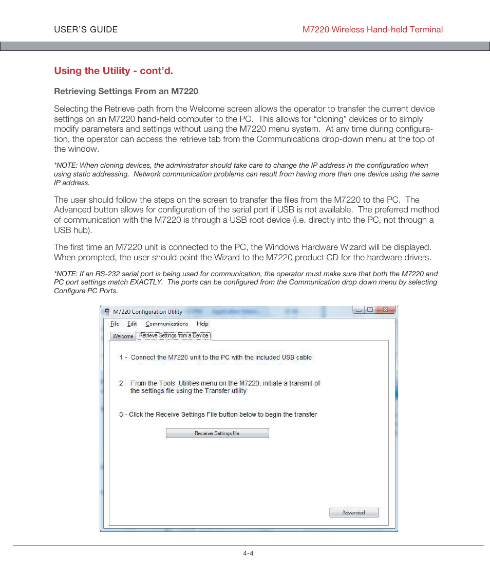 Using the utility - cont’d | AML M7220 Wireless Terminal User Manual | Page 90 / 101