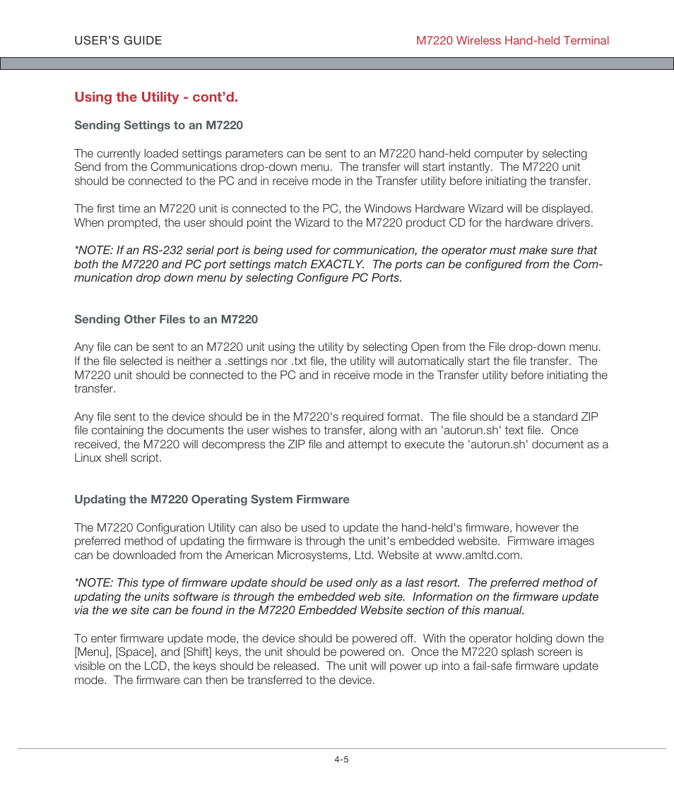 AML M7220 Wireless Terminal User Manual | Page 91 / 101