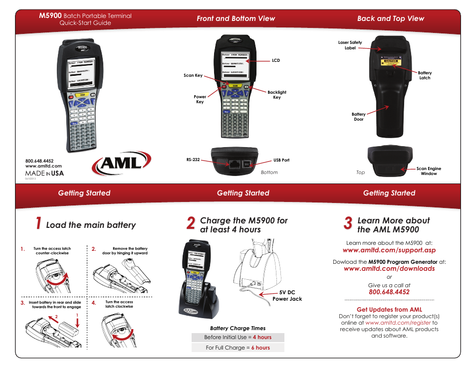 AML M5900 Portable Batch Data Terminal User Manual | 2 pages