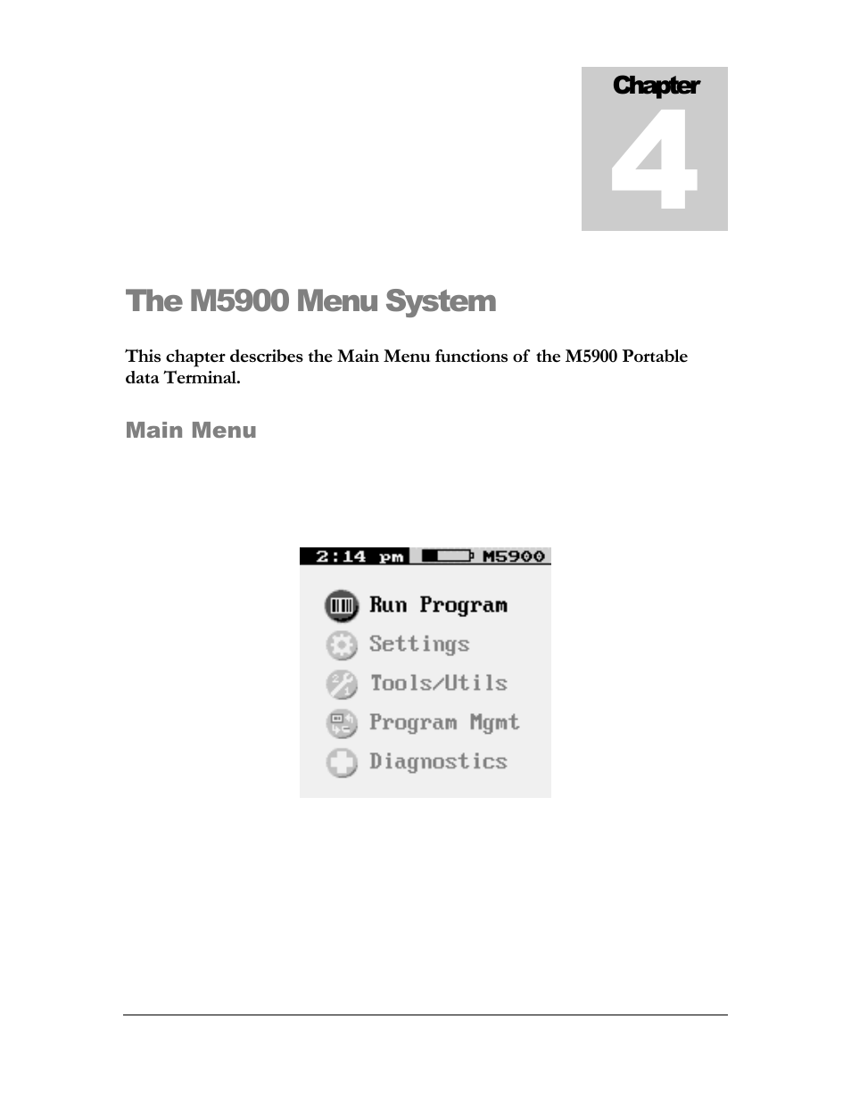 The m5900 menu system | AML M5900 Portable Batch Data Terminal User Manual | Page 27 / 64