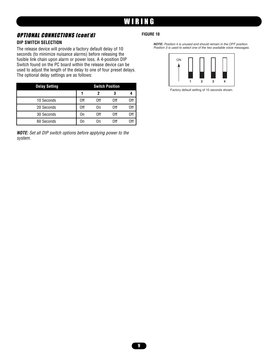 Dip switch selection, Optional connections (cont’d) | Chamberlain LM21XP User Manual | Page 9 / 16