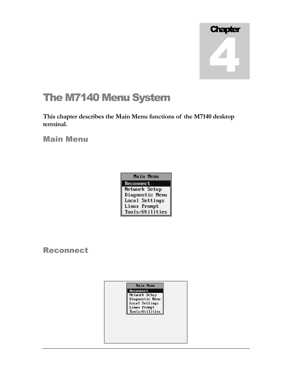 The m7140 menu system | AML M7140 Stationary Terminal User Manual | Page 24 / 56