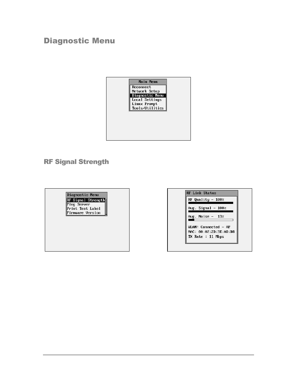 Diagnostic menu | AML M7140 Stationary Terminal User Manual | Page 36 / 56